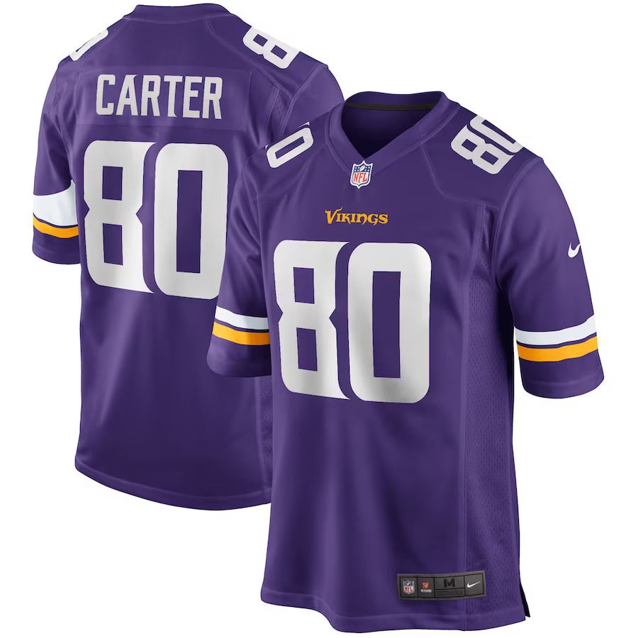 Men Minnesota Vikings #80 Cris Carter Nike Purple Game Retired Player NFL Jersey